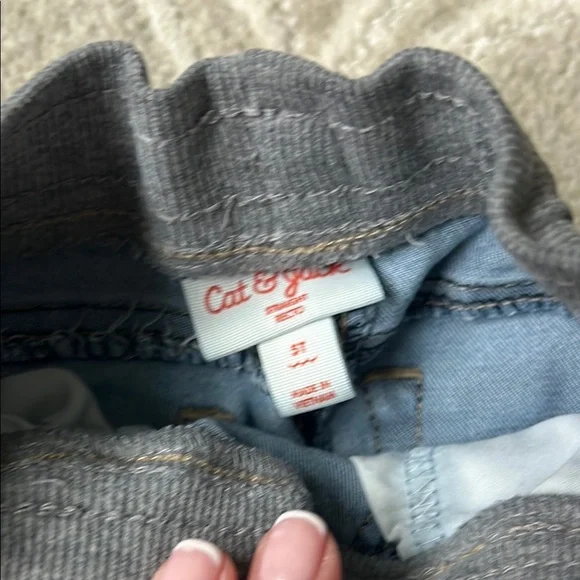 Cat & Jack Blue Denim Jeans with Gray Waistband - Picture 3 of 7